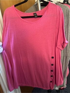 Everyday Dolman Tee with Side Button Detail - Bubblegum Pink